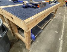 1 x Wooden Work Bench - 240(L) X 60(W) X 88(H) cm - Ref: LB165 - CL1019 - Location: Waltham Abbey