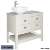 1 x TRISTAN ALEXANDER Beaulieu 900mm 2-Drawer Washstand In Hicks Blue - Handmade In The Uk - RRP £