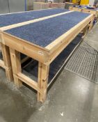 1 x Wooden Work Bench - 240(L) X 60(W) X 88(H) cm - Ref: LB163 - CL1019 - Location: Waltham Abbey