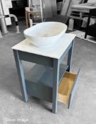 1 x TRISTAN ALEXANDER Glyndebourne 600mm 1 Drawer Washstand In Slate Grey - Handmade In The Uk - RRP