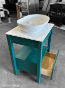 1 x TRISTAN ALEXANDER Glyndebourne 600mm 1 Drawer Washstand In Goblin Green - Handmade In The Uk -