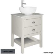 1 x TRISTAN ALEXANDER Claremont 600mm 2-Drawer Washstand In Slate Grey - Handmade In The Uk - RRP £