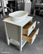 1 x TRISTAN ALEXANDER Claremont 600mm 2-Drawer Washstand In Lead Colour - Handmade In The Uk -
