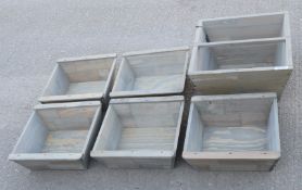 6 x Assorted Wooden Planters - 5 Small, 1 Large - Ref: GTC255/GTC2P9 - CL1017 - Location: Altrincham