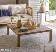 1 x Porthallow Solid Acacia Wood Square Outdoor Coffee Table - Original RRP £250.00 - Ref:
