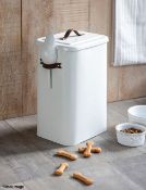 1 x Stowell Pet Bin With Leather Handle And Food Scoop - Large - White - RRP £45.00 - Ref: GTC295/