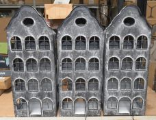 3 x Honey & Wild Dutch House Garden Lantern Candle Holders - Size: 13 x 9 x 33 cms - New With Tags -