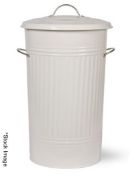 1 x Classic 46L Litre Kitchen Bin, Powder Coated Steel in Chalk with Nickel-Plated Handles -