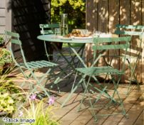 1 x River Droite Folding Round Bistro Table And 4 Chairs In Thistle Green - Powder Coated Steel -