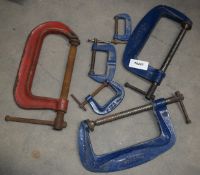 6 x Record Cast Iron C Clamps - Various Sizes - Ref: TG227 - CL1023 - Location: Altrincham