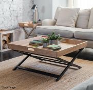 1 x Butlers Oak 90cm Square Tray Top Coffee Table with Carbon Grey Legs - Original RRP £370.00 -