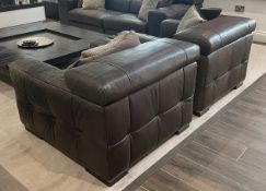 Pair of Natuzzi Soft Leather Chairs - Ref: VB2+3 - CL1029 - NO VAT ON THE HAMMER - Location: