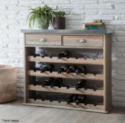 1 x Aldsworth Rustic Metal Topped Wooden Wine Store - Boxed - Original RRP £395.00 - Ref: GTC834 -