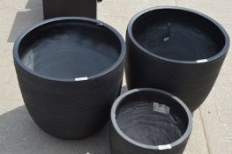 Set of 3 x Rodborough Planter in Carbon Grey - Sizes Vary - Total Original RRP £235.00 - Ref: