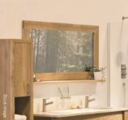 1 x Stonearth Luxury Rectangular Bathroom Wall Mirror - Solid American White Oak Frame, H75 x W120cm
