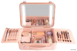 1 x BEAUTIFECT 'Box' Illuminated Make-Up Carry Case With Built-in Mirror in Nude Pink - Original