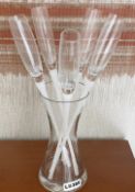 Elegant 6-Piece Artisan Glass Toasting Set Featuring Frosted Stems, Includes 5 Flutes & 1 Vase