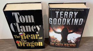 2 x Hardback Novels: Tom Clancy's The Bear & The Dragon and The Omen Machine by Terry Goodkind -