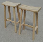 Pair of Clockhouse Raw Oak Solid Wood Bar Stools - Total Original RRP £550.00 - Ref: GTC813+814 -