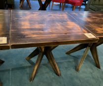 1 x Restaurant Dining Table Featuring a Distressed Table Suface Supported by a Wooden Star Base