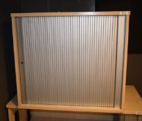 1 x Modern Tambour Door Office Cabinet - Dimensions: H72 x W80 x D60 cms
