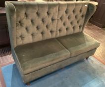1 x Chesterfield Style Banquette Seating Sofa - Studded Wing Back Restaurant Seating Upholstered