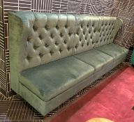 1 x Chesterfield Style Banquette Seating Sofa - Studded Wing Back Restaurant Seating