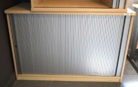 1 x Modern Tambour Door Office Cabinet - Dimensions: H73 x W111 x D52 cms