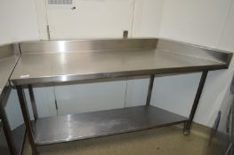 1 x Stainless Steel Prep Counter with Undershelf - Dimensions: H86 x W170 x D48 cms