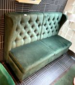 1 x Chesterfield Style Banquette Seating Sofa - Studded Wing Back Restaurant Seating Upholstered