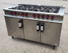 1 x Moorwood Vulcan 8-Burner Gas Range Cooker - Dimensions: H91 x W142 x D70 cms