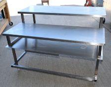 1 x Stainless Steel Appliance Workstation with Multiple Platforms and Heavy Duty Castor Wheels -