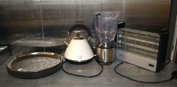 1 x Assorted Collection of Kitchen Accessories Including a Fly Killer, Kettle, Mixer & Serving Trays