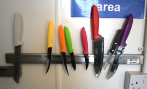 1 x Magnetic Knife Holder with a Selection of Kitchen Knives
