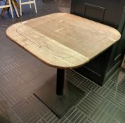 1 x Restaurant Dining Table Featuring an Oak Top and Black Pedrali Pedestal
