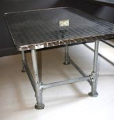 2 x Low Industrial Style Table with Industrial Style Pipe Base - Dimensions: H65 x W120 x D80 cms