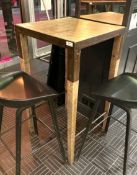 1 x Poseur Bar Table Featuring a Rustic Solid Oak Top, Oak Tapered Legs and Metal Sound