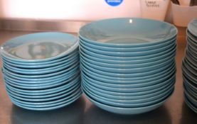 54 x Plates and Bowls Featuring a Blue Finish - Plus 9 x Plates Finished in White118/119