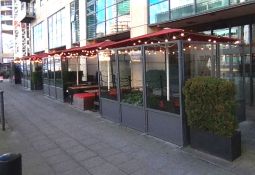 12 x Commercial Aluminium and Glass 150 x 240cm Windbreak Panels From A High End Canary Wharf