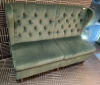 1 x Chesterfield Style Banquette Seating Sofa - Studded Wing Back Restaurant Seating