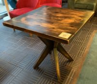 1 x Restaurant Dining Table Featuring a Distressed Table Suface Supported by a Wooden Star Base