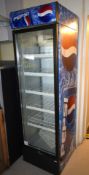 1 x Pepsi Branded Commercial Upright Drinks Chiller by Caravell - Dimensions: H203 x W59 x D65 cms
