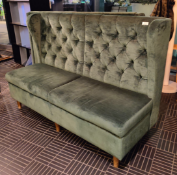 1 x Chesterfield Style Banquette Seating Sofa - Studded Wing Back Restaurant Seating