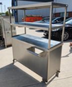 1 x 3-Tier Stainless Steel Passthrough Gantry / Servery Shelf Unit - Ref: DRS181 - CL999 - Location: