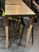 1 x Poseur Bar Table Featuring a Rustic Solid Oak Top, Oak Tapered Legs and Metal Sound