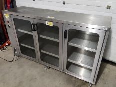 1 x Large Three Door Hot Cabinet by Bridge Catering - Stainless Steel with Glass Doors
