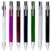 800 x Vogue Stylish Push Action Ballpens with Silver Trims and Black Ink - Colour: Silver - New Box