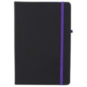 300 x Ebony A5 Soft PU Hardback Notebooks Containing 192 Pages of Lined Cream Paper - Colour: Black