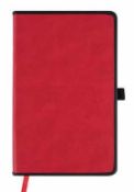 180 x Border Leather Effect Hardback Cover Notebooks with Lined 70gsm Paper - Colour: Red