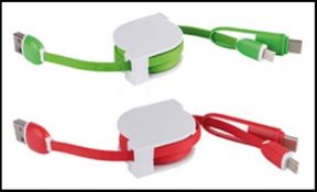 1,000 x USB Multi Phone Charger - Colour: Red and Green (500 of Each) - New Boxed Stock